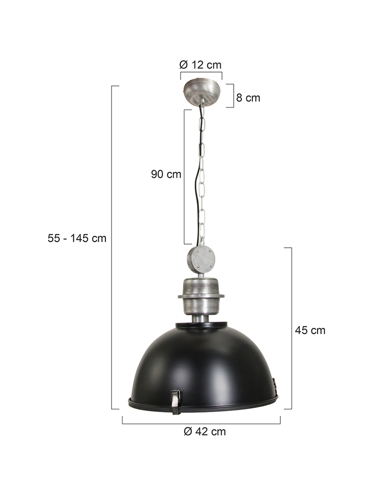Trendige Fabrikleuchte Steinhauer Bikkel schwarz ø42 cm - Vivaleuchten.de