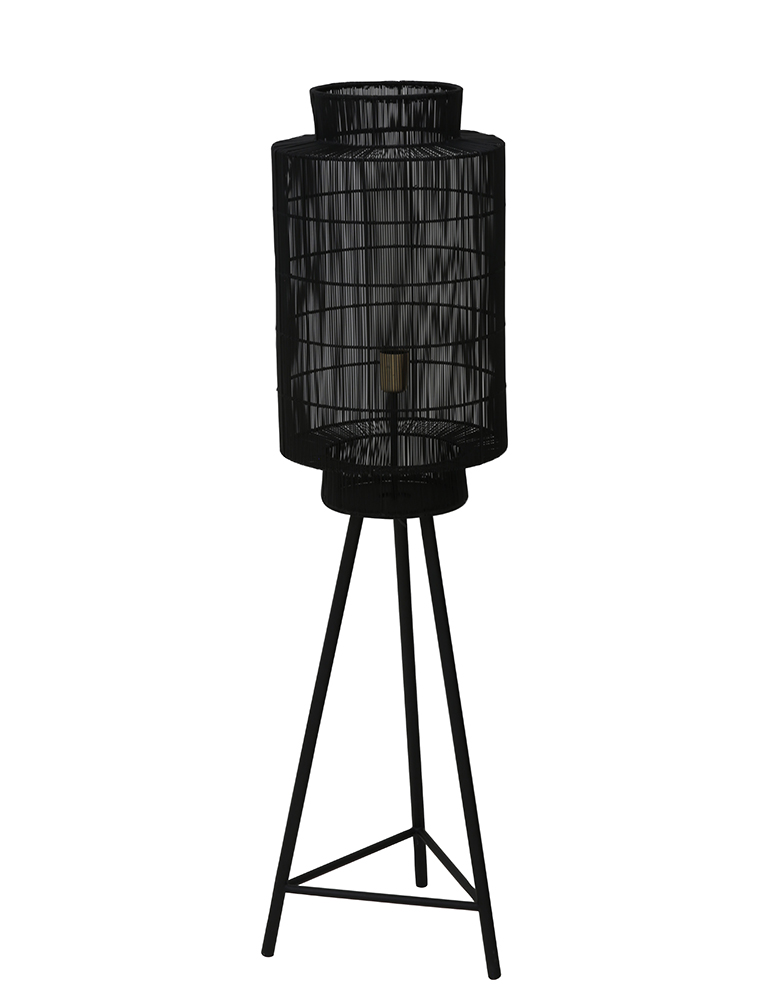 Schwarze Stativ-Stehlampe mit Drahtabdeckung-2091ZW