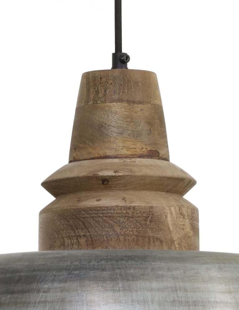 Silberne Hängelampe mit Holzoberlicht & Living - Vivaleuchten.de