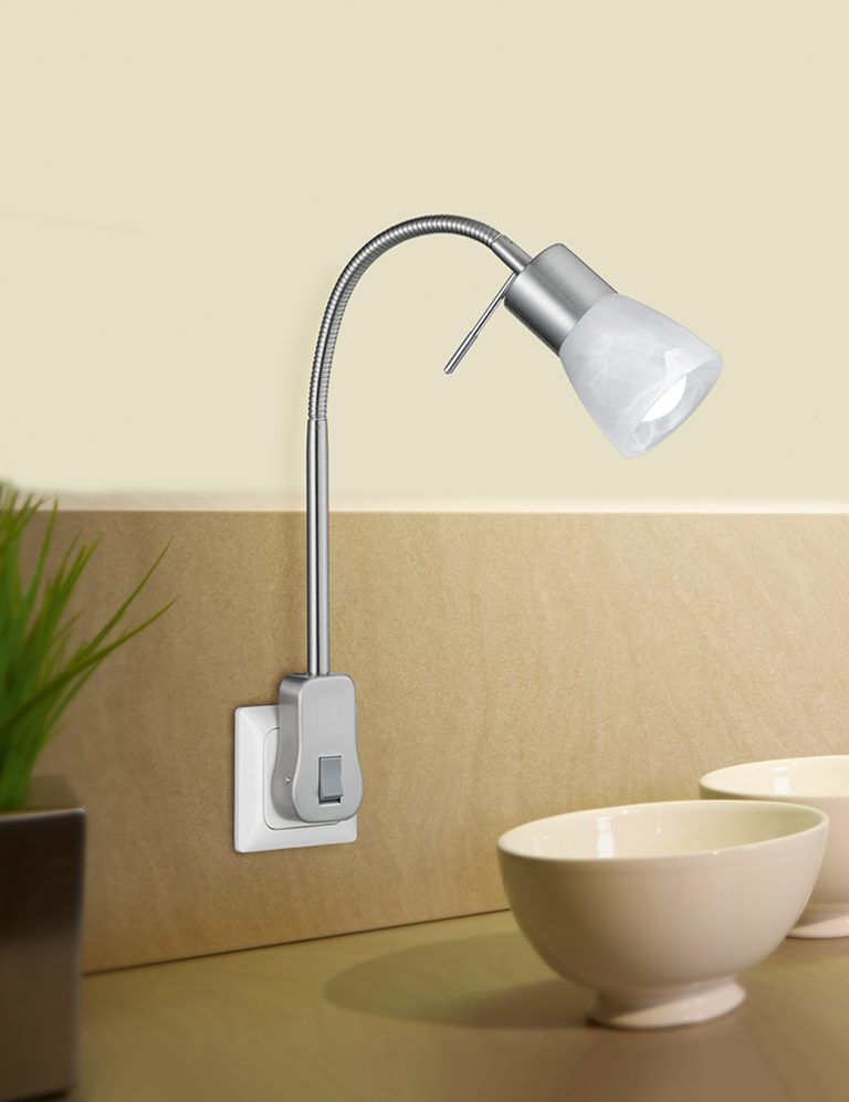 Steckerlampe mit Glas Trio Leuchten Levisto stahl - Vivaleuchten.de