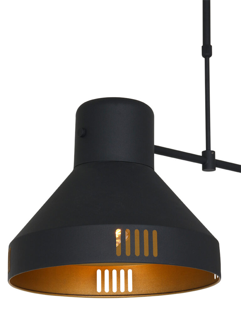 Industrielle Hängeleuchte Mexlite Evy schwarz gold - Vivaleuchten.de