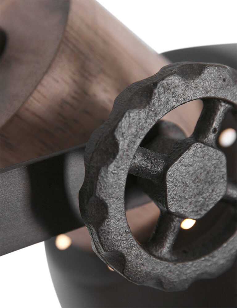 Industrielle Stehleuchte Mexlite Gearwood Hoilz und schwaz