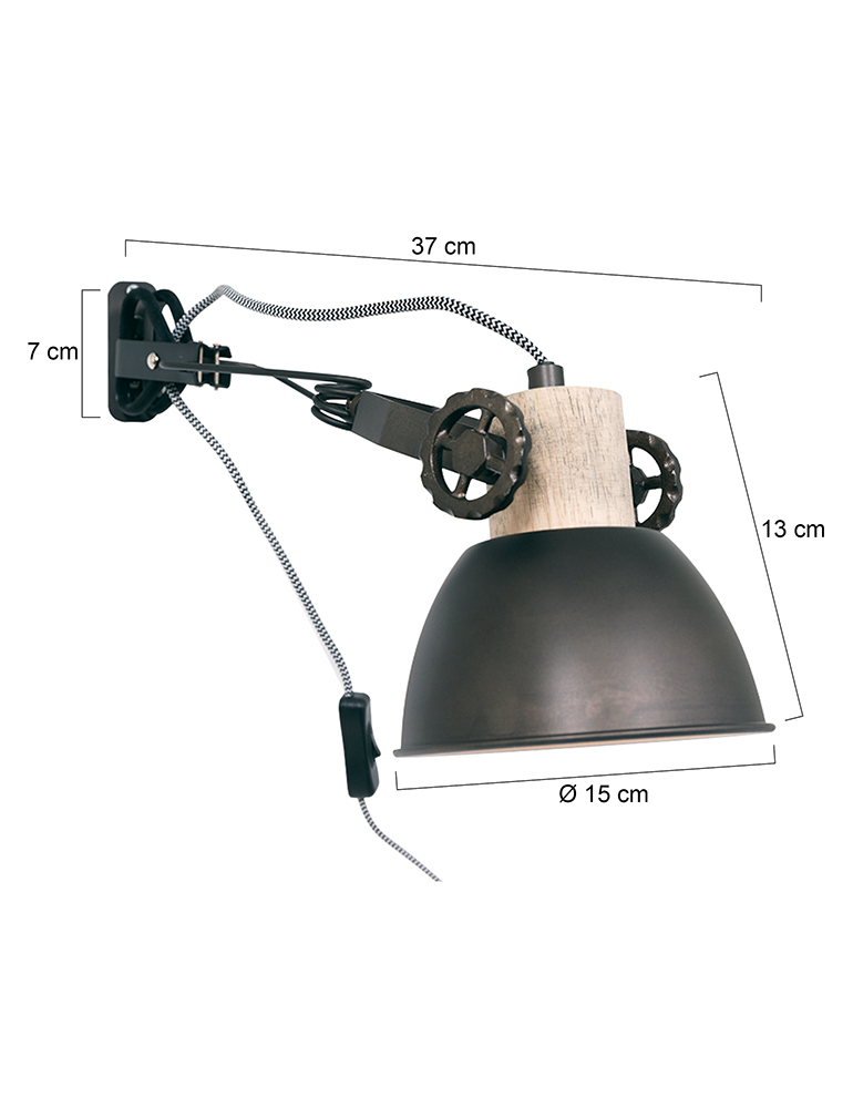 Wandleuchte Metallarmatur Mexlite Gearwood anthraziet – Bild 6