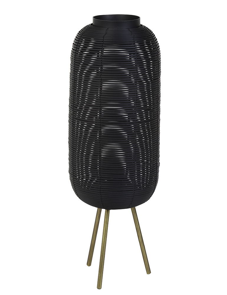 Rattan Tischleuchte Light & Living Tomek schwarz - Vivaleuchten.de