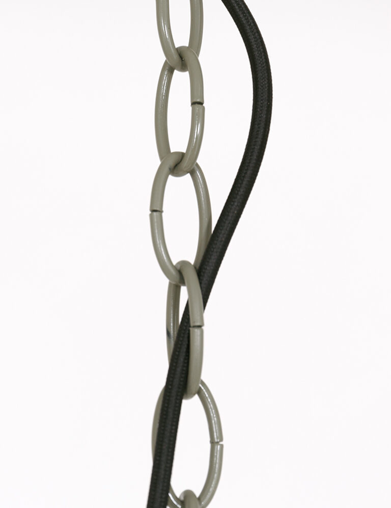 Industrielle Pendelleuchte Holzdetail Mexlite Gearwood grün