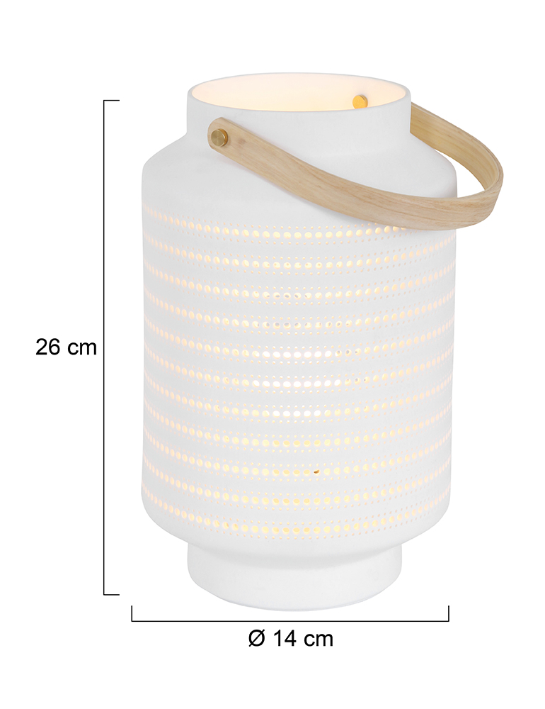 Tischleuchte Laterne Boho Anne Lighting Porcelain weiß - Vivaleuchten.de