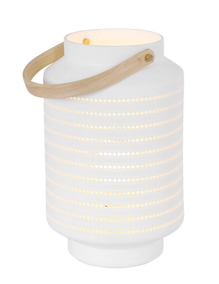 Tischleuchte Laterne Boho Anne Lighting Porcelain weiß - Vivaleuchten.de