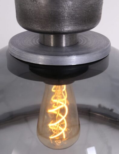 Glaslamp-modern-rookglas-stoer-staal-industrieel