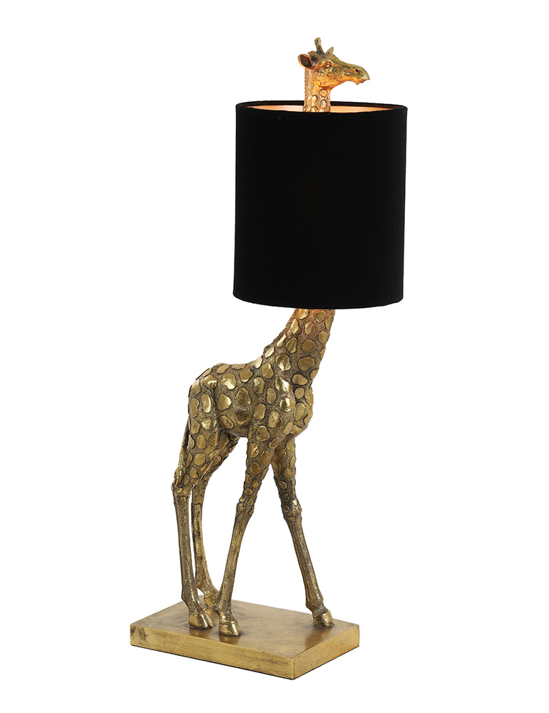 Giraffen Tischlampe mit schwarzem Schirm Bronze-2923BR