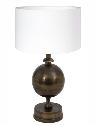 Tischlampe mit Kugel und weißem Schirm Bronze-7005BR