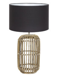 Ländliche Tischlampe mit schwarzem Schirm beige-7027B