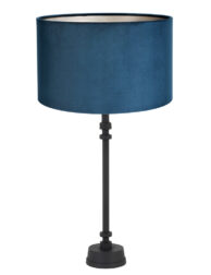 Schemer Tischlampe mit Veloursschirm schwarz mit blau-7043ZW