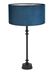 Tischlampe mit blauem Schirm schwarz-7044ZW