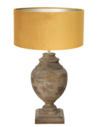 Vasenlampe aus Holz mit ockerfarbenem Schirm-7071B