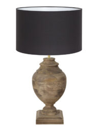 Ländliche Vasenlampe mit schwarzem Schirm Holz-7075B