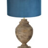 Tischlampe aus Holz mit samtblauem Schirm-7076B