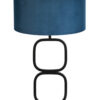 Tischlampe mit rundem Fuß und blauem Schirm schwarz-7077ZW