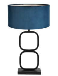 Tischlampe mit rundem Fuß und blauem Schirm schwarz-7077ZW