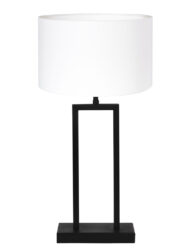 Moderne Tischlampe mit weißem Schirm schwarz-7091ZW