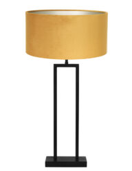 Tischlampe aus Metall mit ockerfarbenem Schirm schwarz-7097ZW