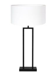 Rechteckige Tischlampe mit weißem Schirm schwarz-7098ZW