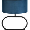 Tischleuchte mit ovalem Fuß und blauem Schirm schwarz-7107ZW