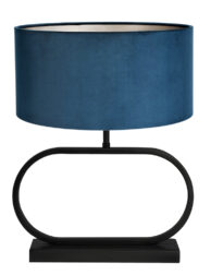 Tischleuchte mit ovalem Fuß und blauem Schirm schwarz-7107ZW