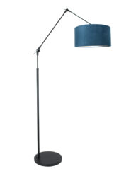 Bogenlampe mit Gelenkarm schwarz mit blauem Schirm-8239ZW