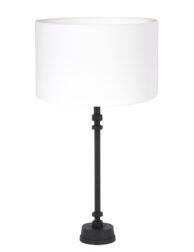 Lampenfuß in Kerzenform schwarz mit weißem Schirm-8269ZW