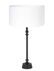 Moderne Tischleuchte mit weißem Lampenschirm schwarz-8273ZW
