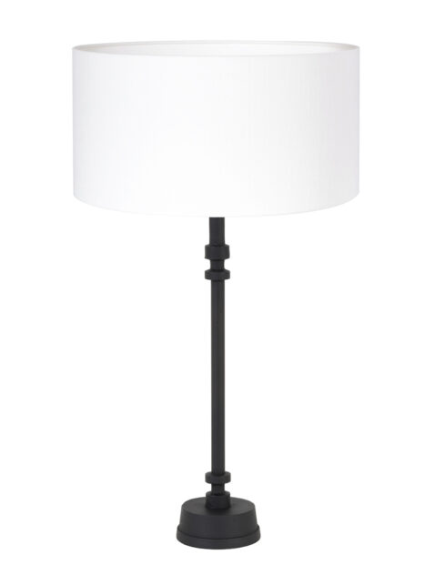 Moderne Tischleuchte mit weißem Lampenschirm schwarz-8273ZW