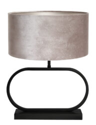 Elegante Tischleuchte mit grauem Samt Lampenschirm schwarz-8312ZW