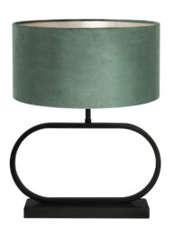 Lampenfuß mit grünem Samt Lampenschirm schwarz-8316ZW