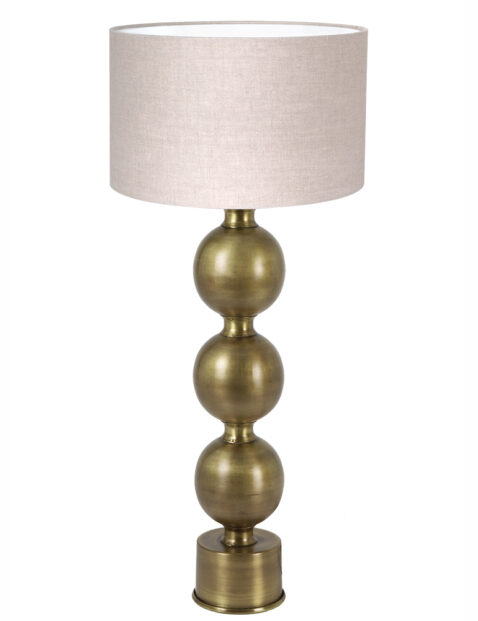 Vintage goldener Lampenfuß mit beigem Schirm-8350GO