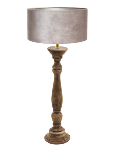 Ländliche Holztischlampe Silberschirm-8352BE