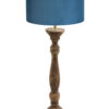 Tischlampe aus Holz mit blauem Schirm-8358BE