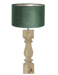 Tischlampe aus Holz mit grünem Lampenschirm-8359BE