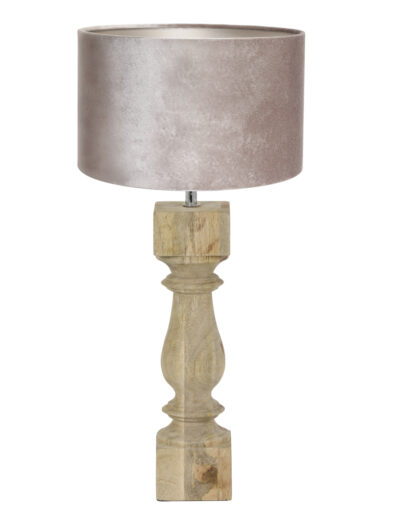 Ländliche Holztischlampe Silberschirm-8360BE