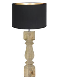 Tischlampe aus Holz mit schwarzem Lampenschirm-8361BE