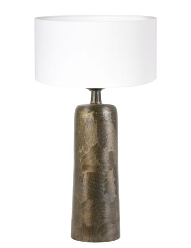 Klassisch dekorierte Tischlampe mit Schirm Bronze und Weiß-8368BR