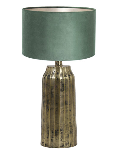 Authentische Tischlampe gold mit grünem Schirm-8380GO