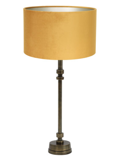 Bronzefarbener Lampenfuß mit gelbem Schirm-8390BR