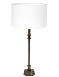 Klassische Tischlampe Bronze mit weißem Schirm-8391BR