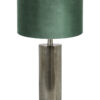Silberne Tischlampe mit grünem Samtschirm-8415ZW