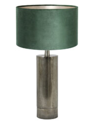 Silberne Tischlampe mit grünem Samtschirm-8415ZW