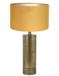 Goldene Tischlampe mit ockerfarbenem Schirm-8418BR