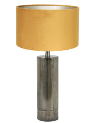 Silberne Tischlampe mit ockerfarbenem Schirm-8418ZW