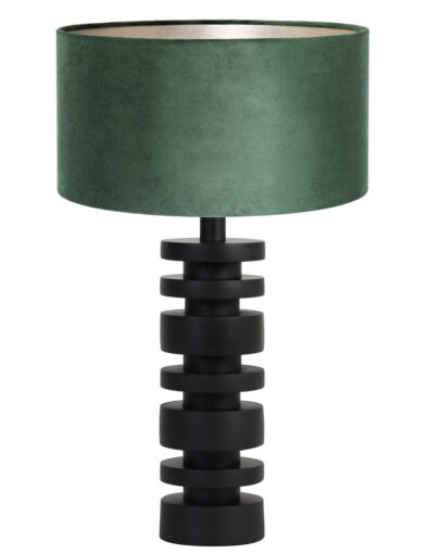 Lampensockel Disc mit grünem Samtschirm schwarz-8440ZW