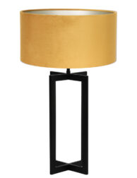 Robuste Tischlampe mit ockerfarbenem Schirm schwarz-8451ZW