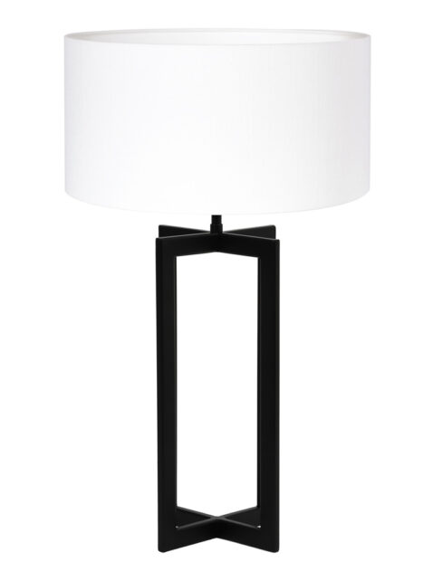 Schemer Tischleuchte mit Gestell und weißem Schirm schwarz-8452ZW